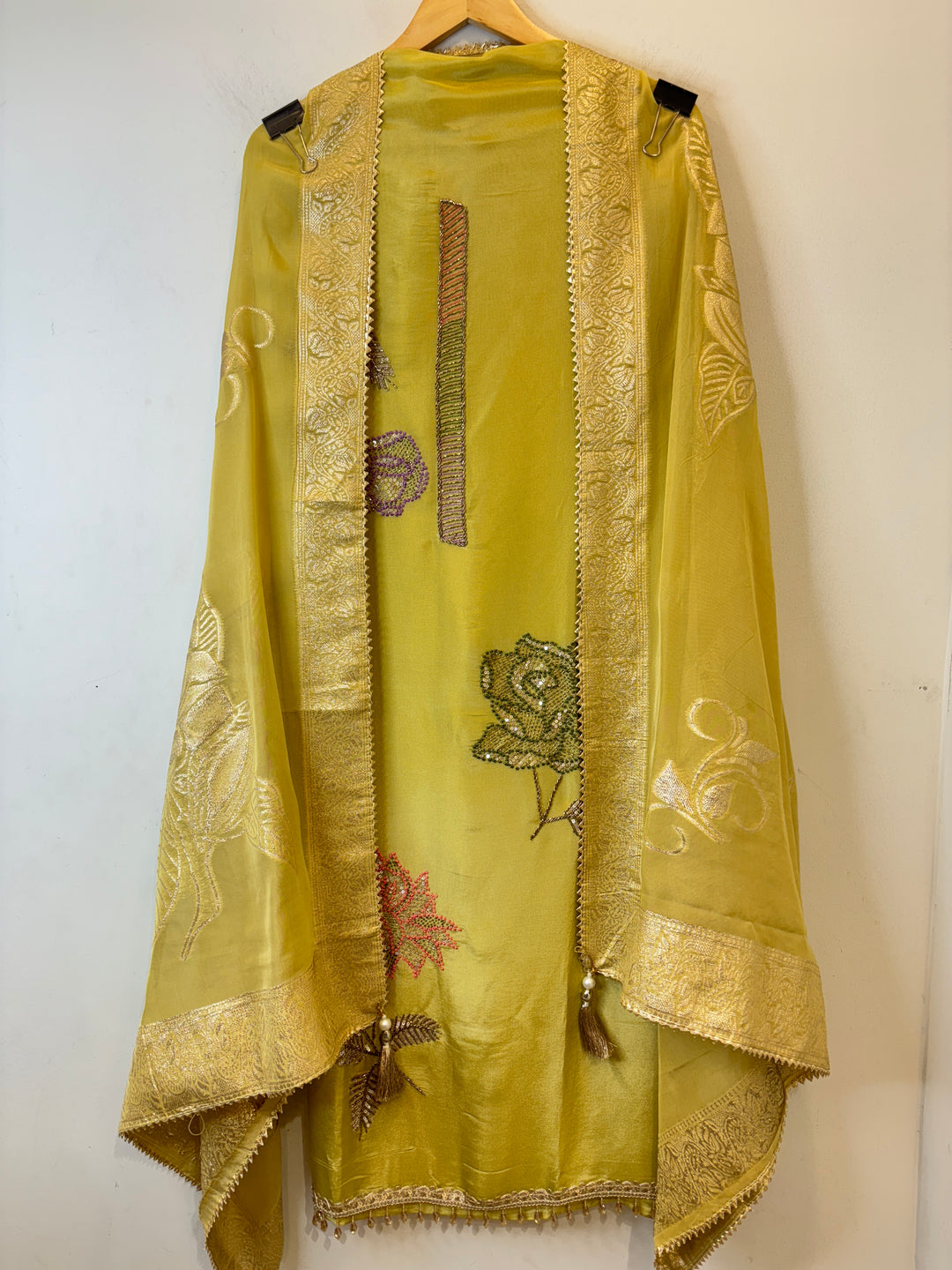 Ziya – Tissue Shimmer Suit with Banarasi Organza Dupatta