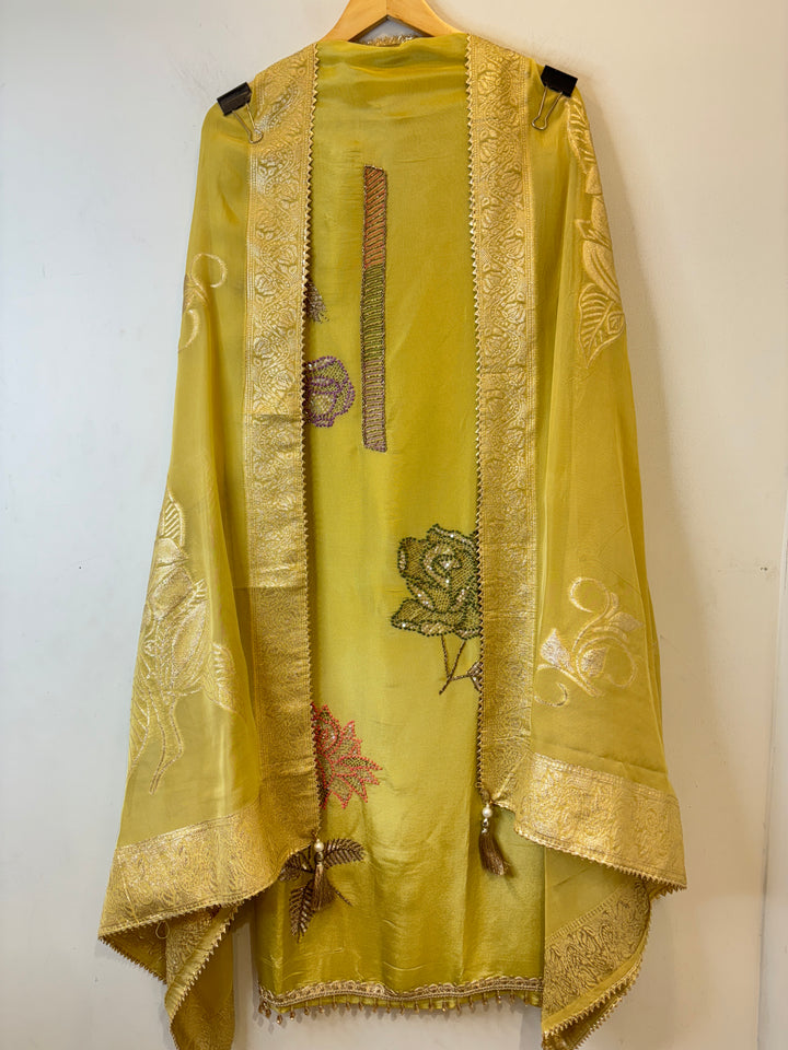 Ziya – Tissue Shimmer Suit with Banarasi Organza Dupatta
