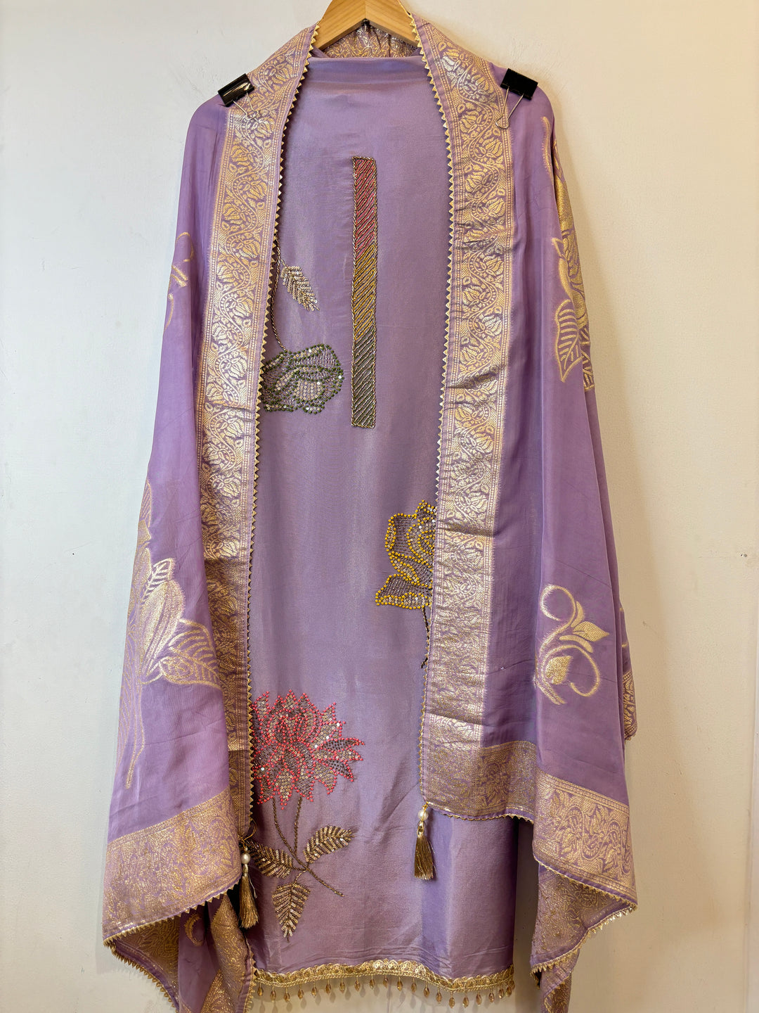 Ziya – Tissue Shimmer Suit with Banarasi Organza Dupatta