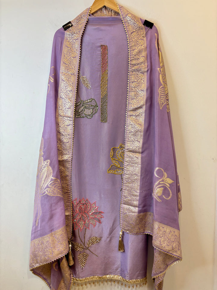 Ziya – Tissue Shimmer Suit with Banarasi Organza Dupatta