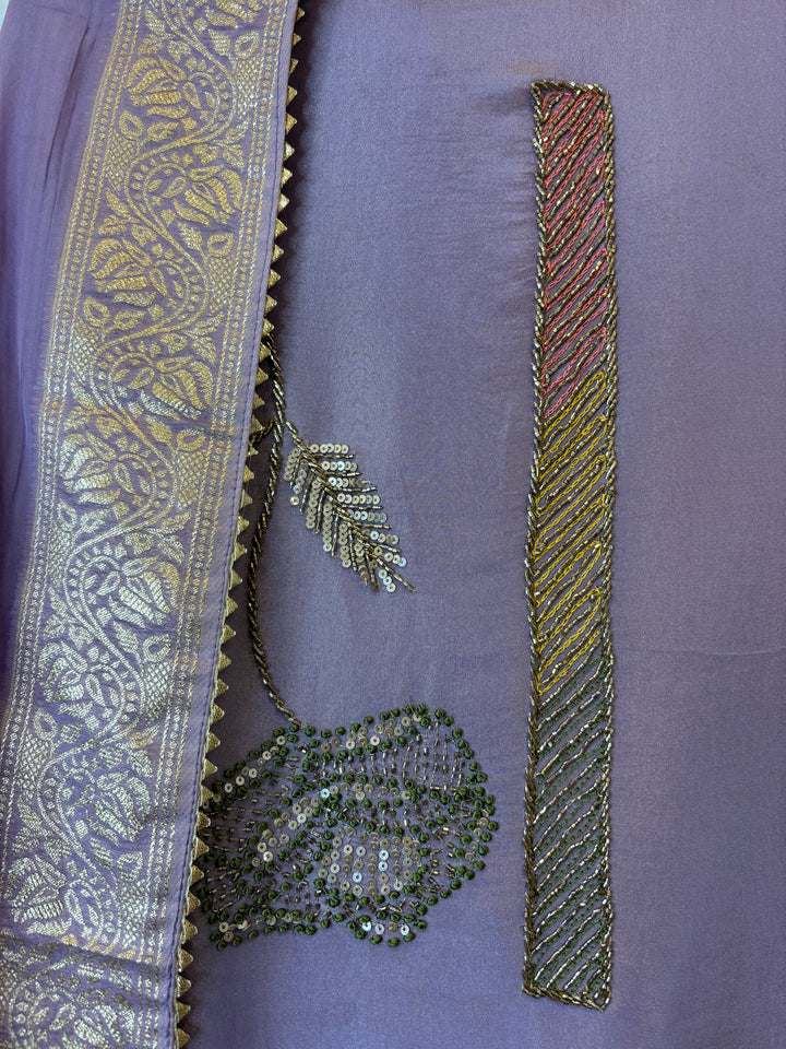 Ziya – Tissue Shimmer Suit with Banarasi Organza Dupatta