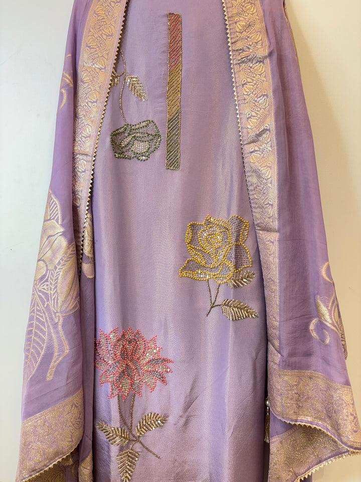 Ziya – Tissue Shimmer Suit with Banarasi Organza Dupatta
