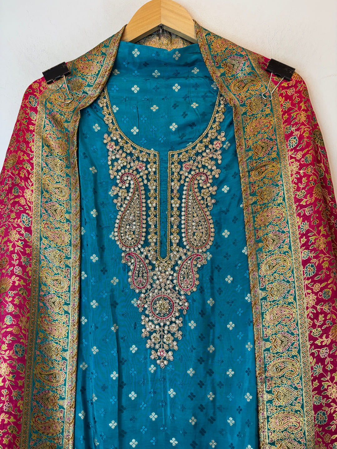Zarisha – Ferozi Blue Banarasi Woven Silk Embellished Ensemble