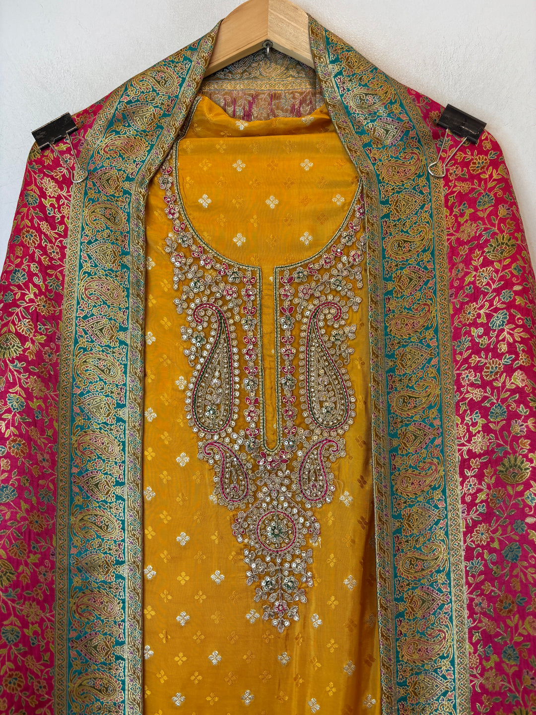Zarisha – Yellow Banarasi Woven Silk Embellished Ensemble