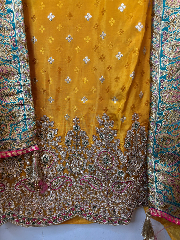 Zarisha – Yellow Banarasi Woven Silk Embellished Ensemble