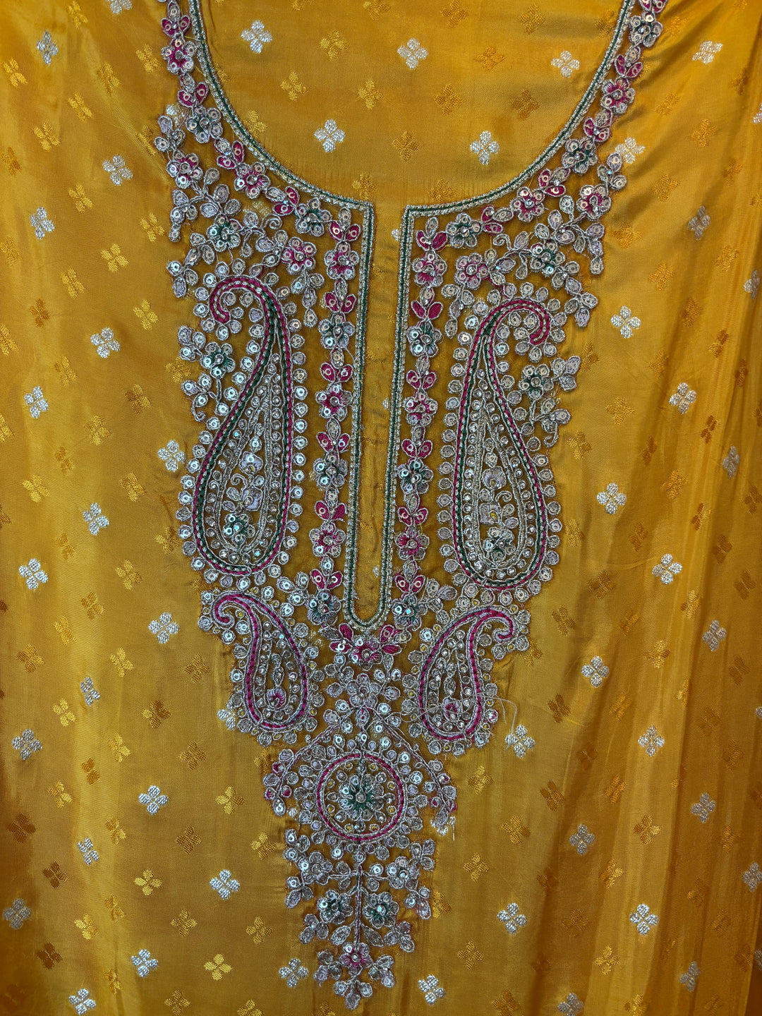 Zarisha – Yellow Banarasi Woven Silk Embellished Ensemble