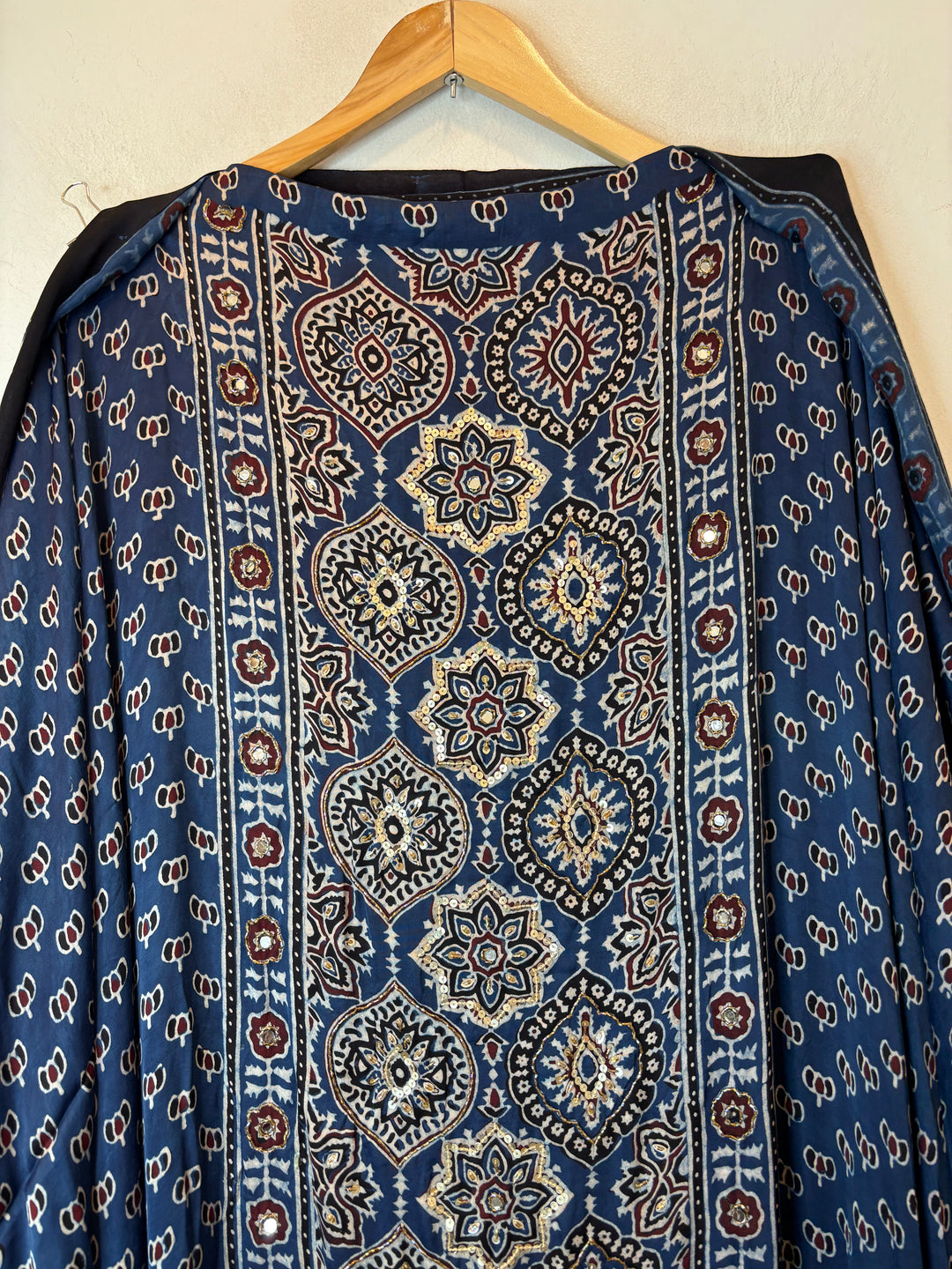 Aarohi – Blue Ajrakh Lotus Print Cutdana Ensemble