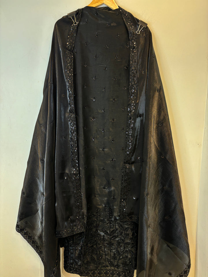 Zaafira – Black on Black Glass Organza Suit