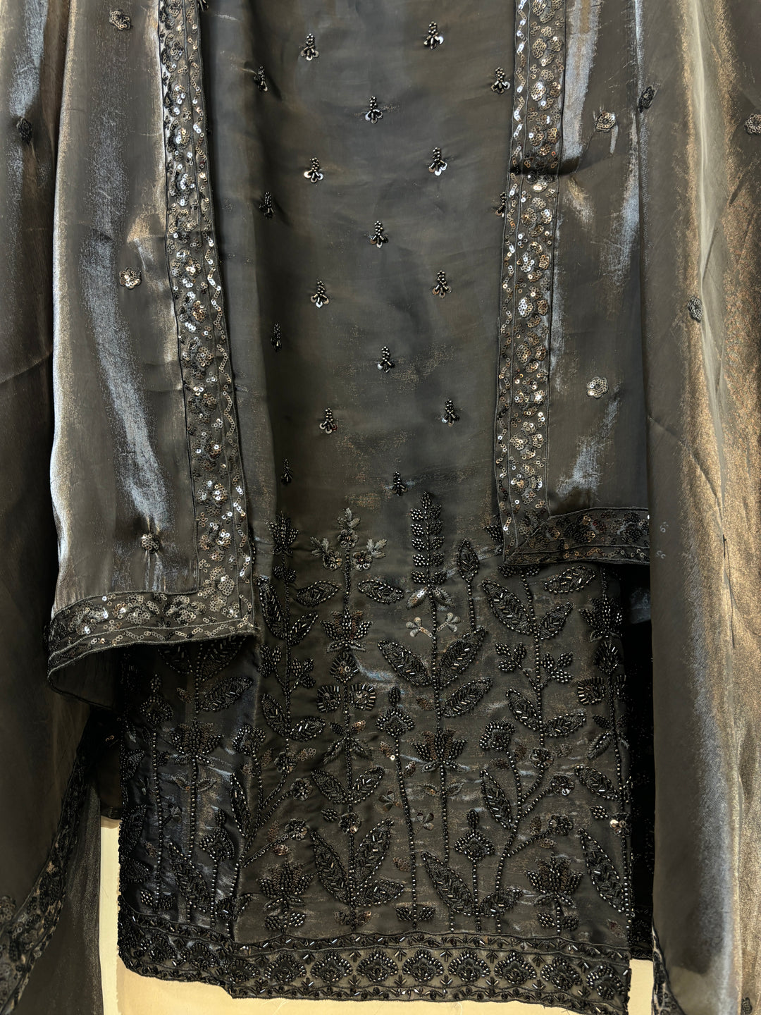 Zaafira – Black on Black Glass Organza Suit