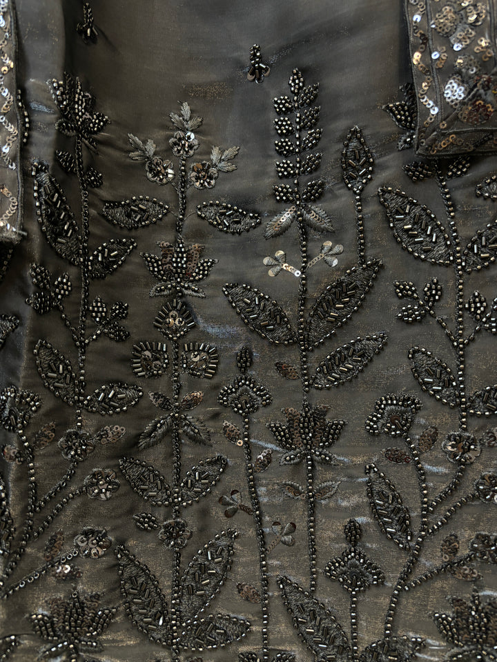 Zaafira – Black on Black Glass Organza Suit
