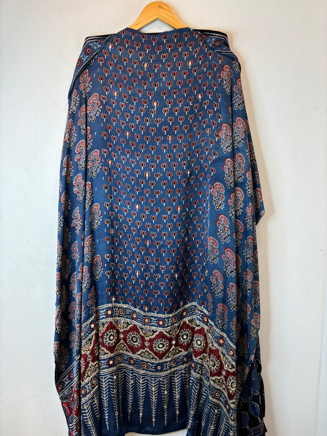 Blue Ajrakh Modal Suit Set with Mirror &amp; Lotus Handwork DBPMO01