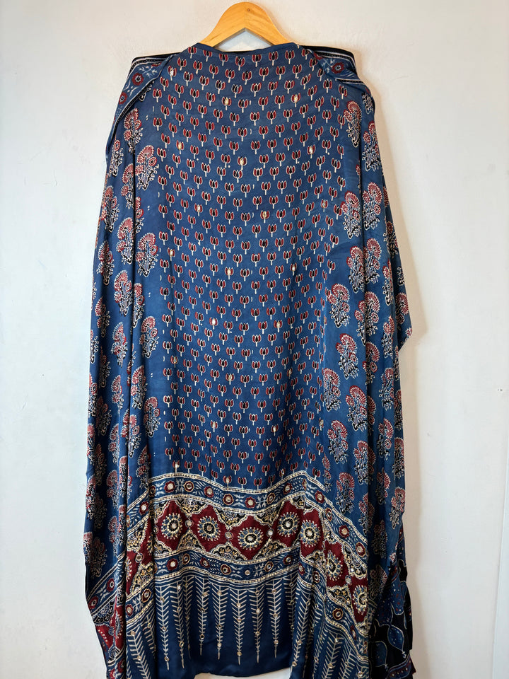 Blue Ajrakh Modal Suit Set with Mirror &amp; Lotus Handwork DBPMO01