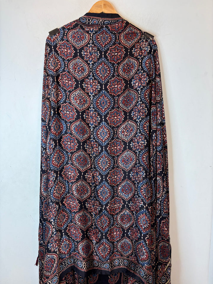 Saira – Black Ajrakh Hand Block Print Zardozi Ensemble DBPOP01