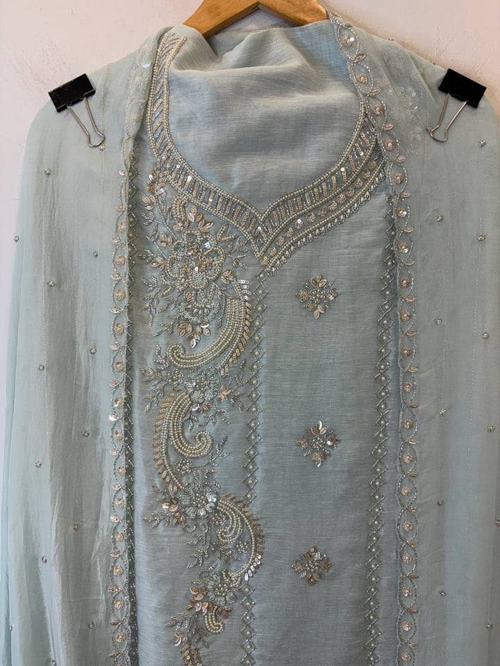 Reha – Pearl Handworked Tissue Linen Suit