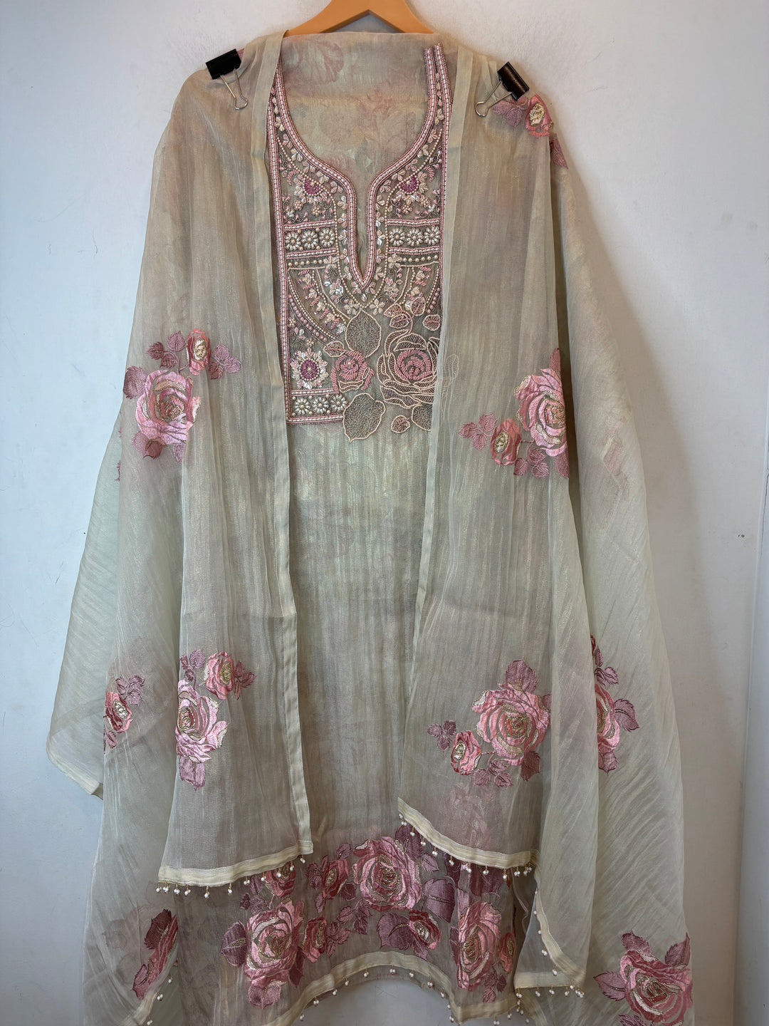 Rosette – Crush Tissue Zari &amp; Pearl Embroidered Ensemble DBPBBD03