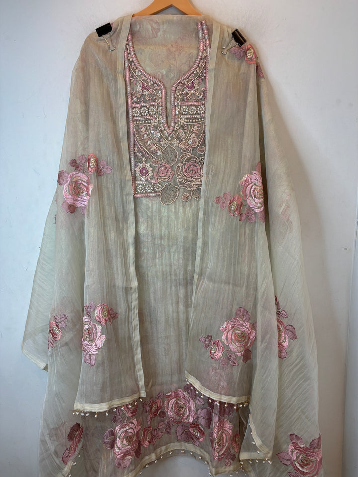 Rosette – Crush Tissue Zari &amp; Pearl Embroidered Ensemble DBPBBD03