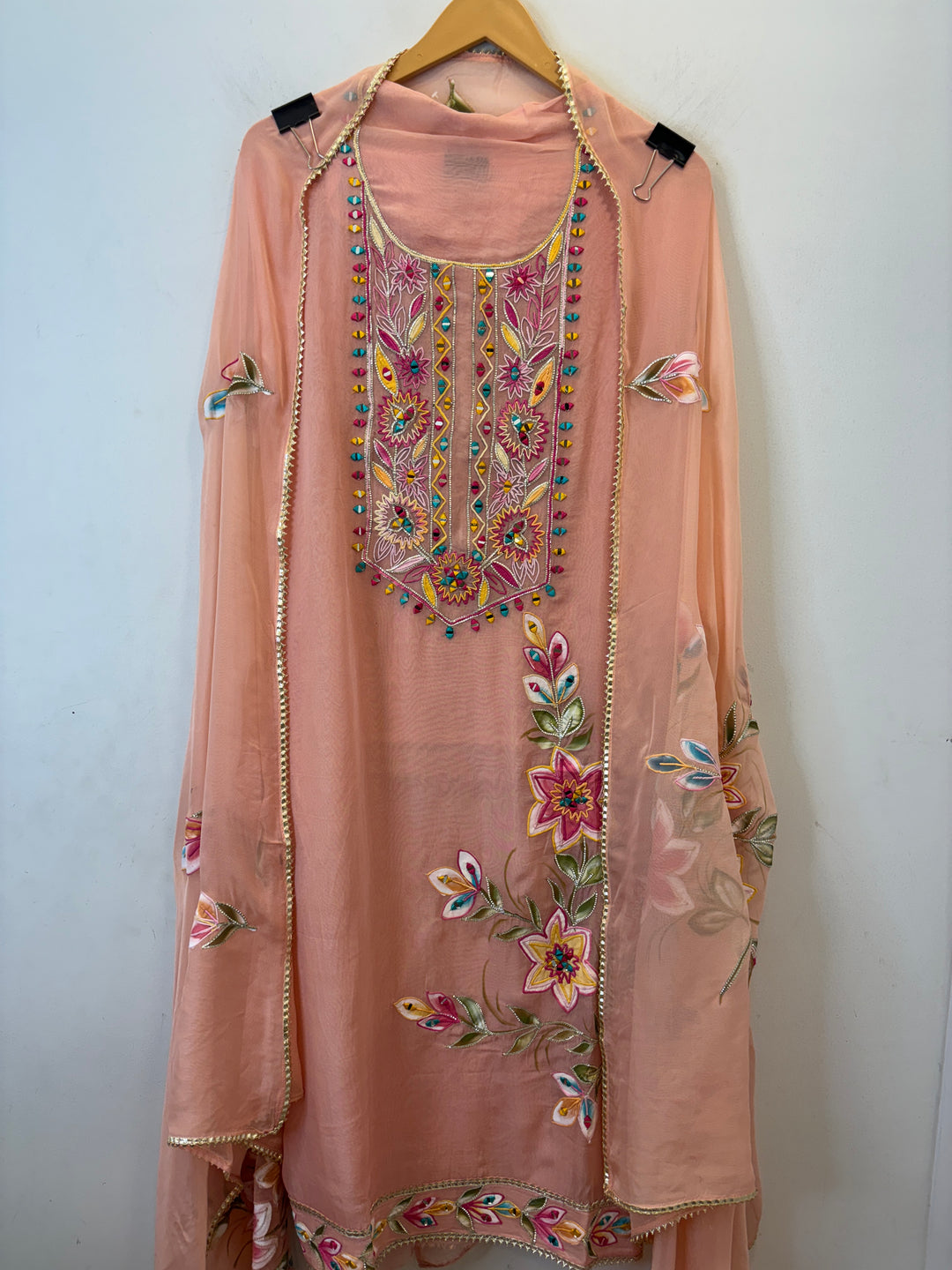 Ishya – Handpainted Organza Suit with Mirror Work