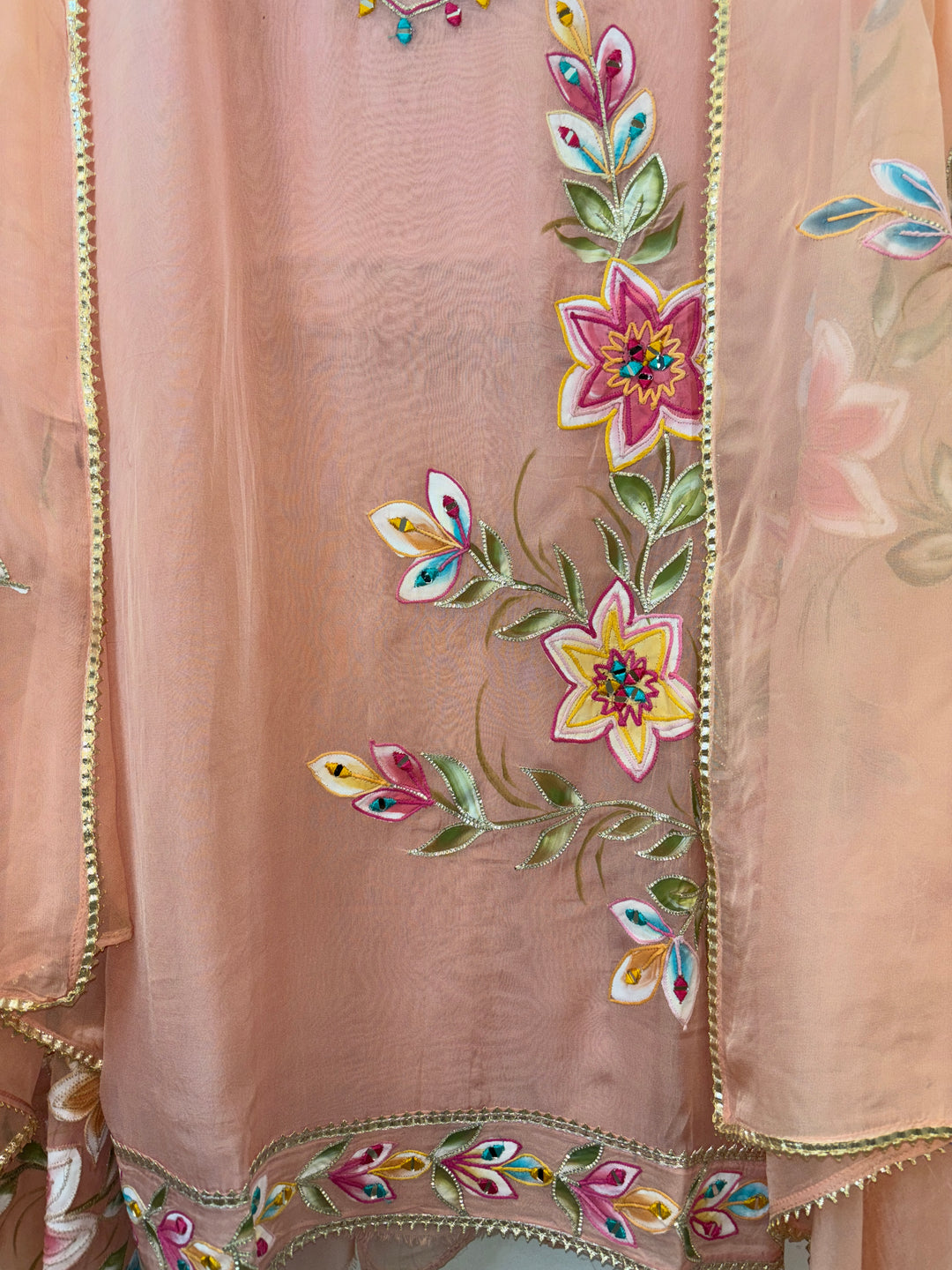Ishya – Handpainted Organza Suit with Mirror Work