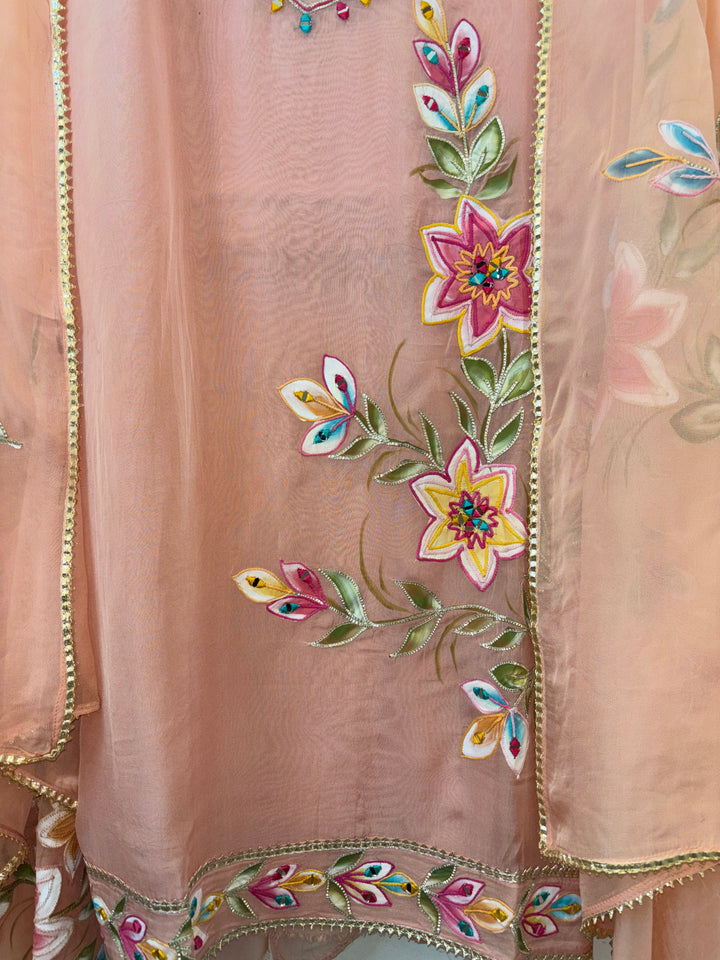 Ishya – Handpainted Organza Suit with Mirror Work