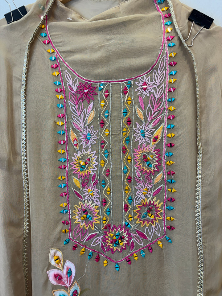 Ishya – Handpainted Organza Suit with Mirror Work