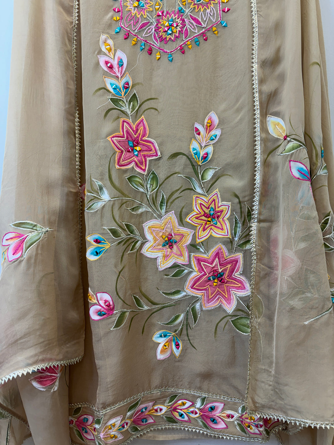 Ishya – Handpainted Organza Suit with Mirror Work