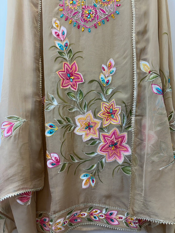 Ishya – Handpainted Organza Suit with Mirror Work