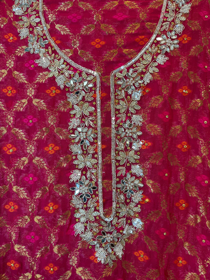Zunaira – Pink Khadi Georgette Banarasi Embellished Ensemble