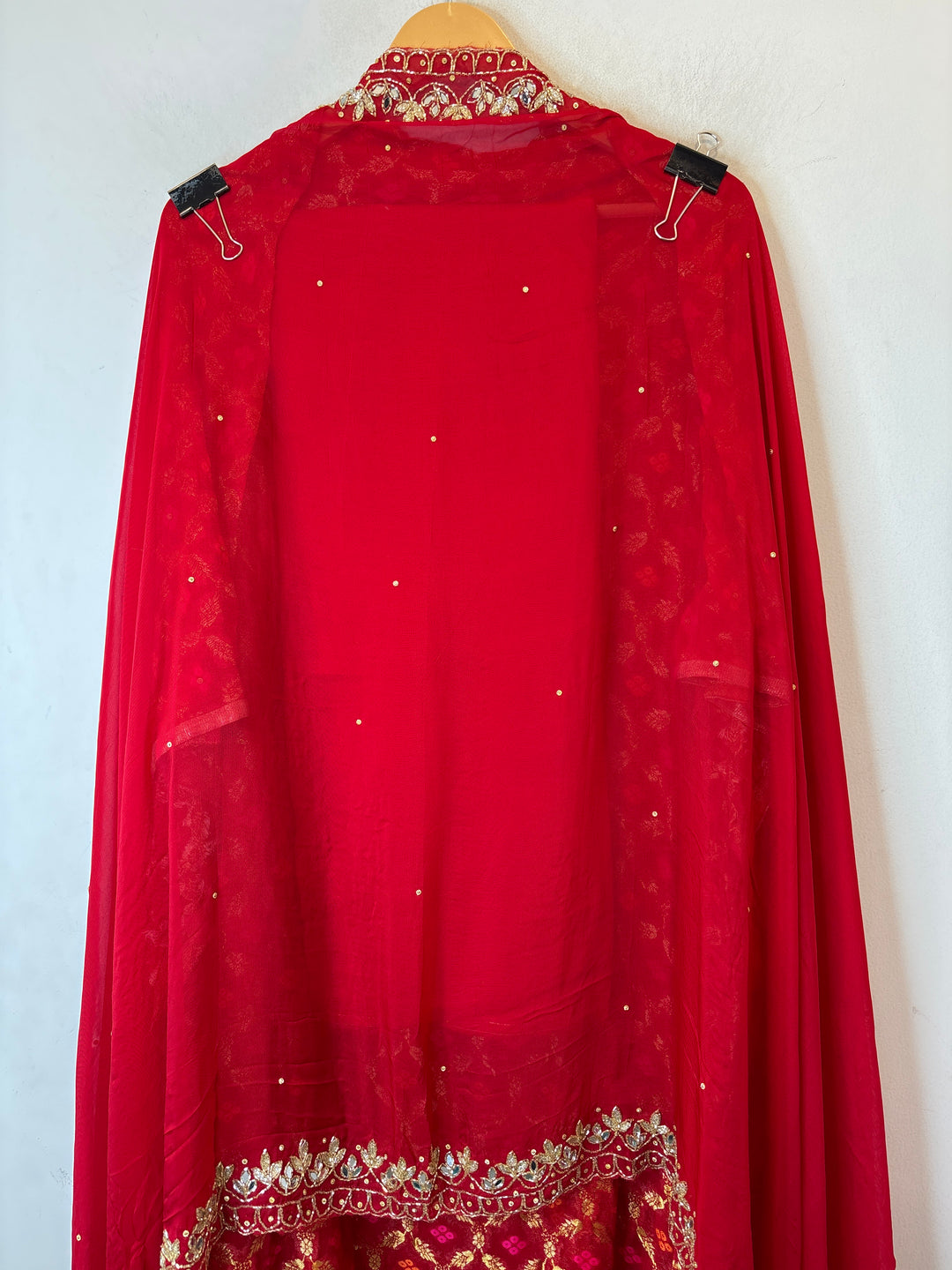 Zunaira – Red Khadi Georgette Banarasi Embellished Ensemble