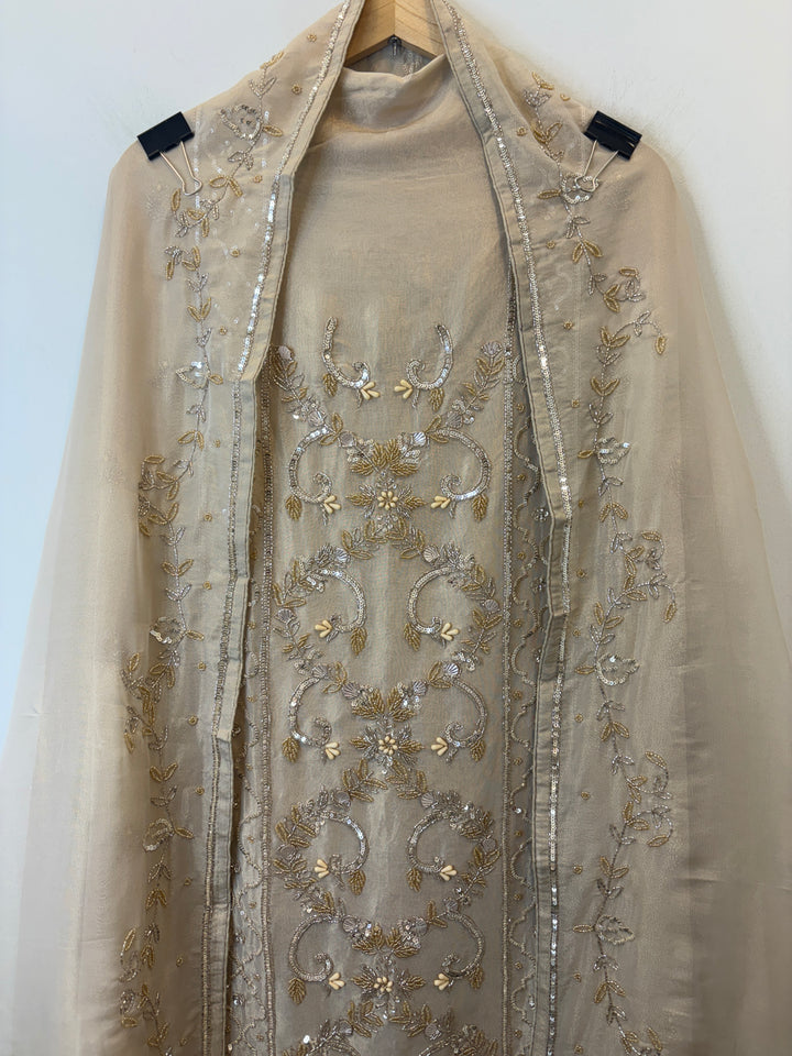 Zarin – Ivory Gold Tissue Suit