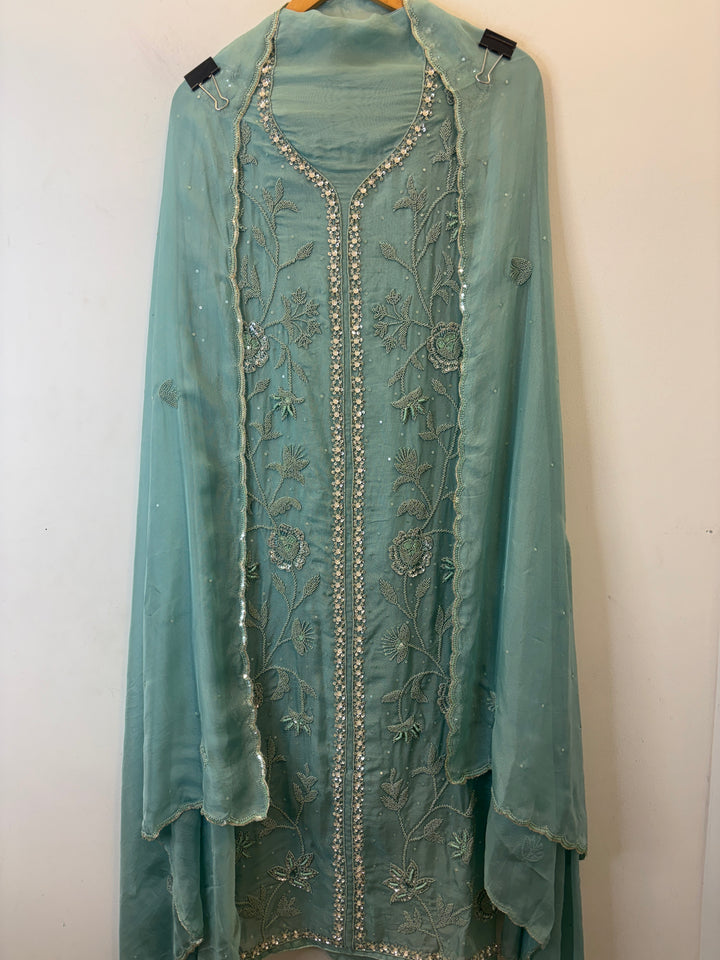 Nureh – Beaded Tissue Suit with Sequin Scalping