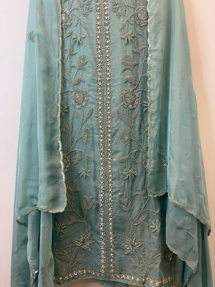 Nureh – Beaded Tissue Suit with Sequin Scalping