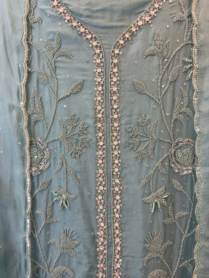 Nureh – Beaded Tissue Suit with Sequin Scalping