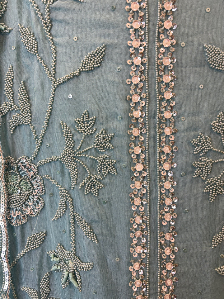 Nureh – Beaded Tissue Suit with Sequin Scalping