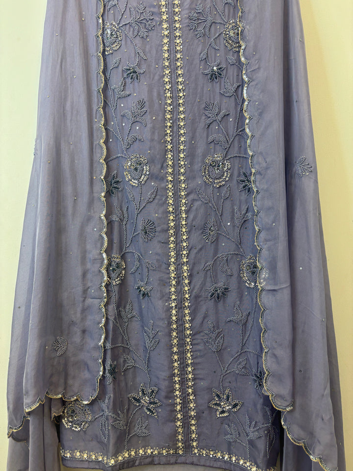 Nureh – Beaded Tissue Suit with Sequin Scalping