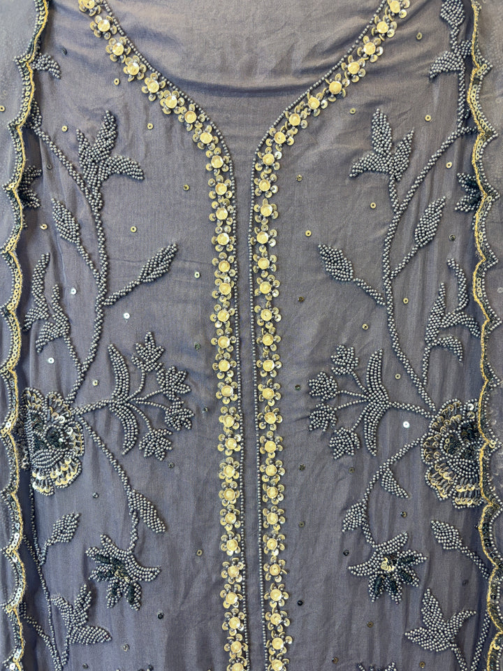Nureh – Beaded Tissue Suit with Sequin Scalping