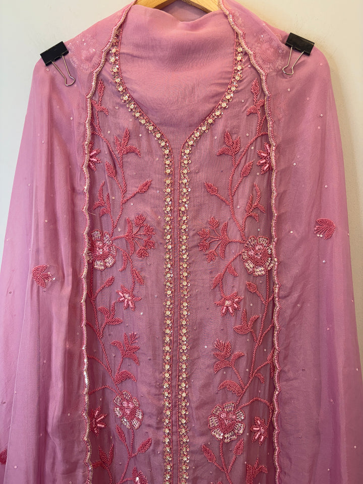 Nureh – Beaded Tissue Suit with Sequin Scalping
