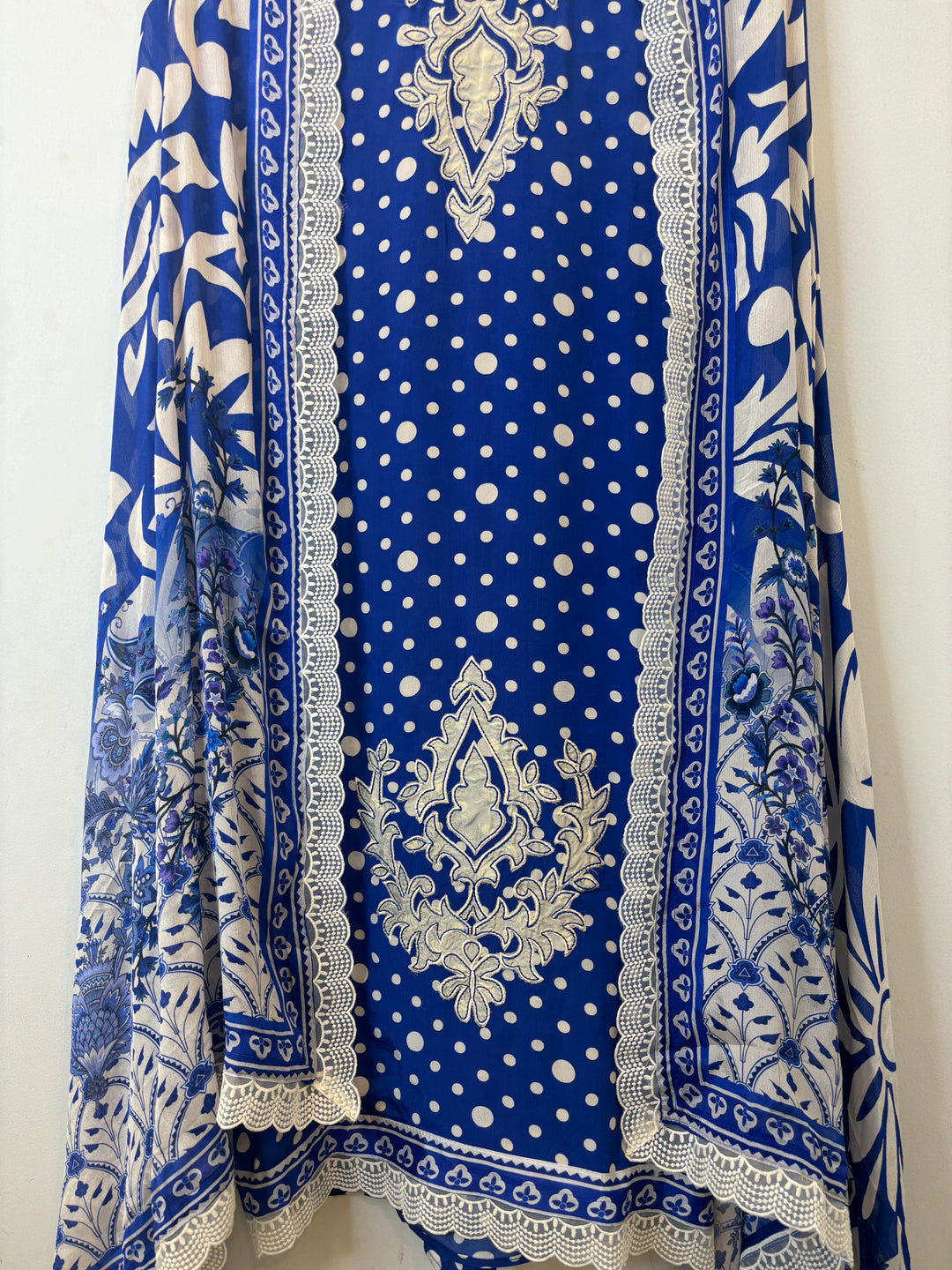 Maiza – Polka Dot Crepe Suit with Printed Dupatta