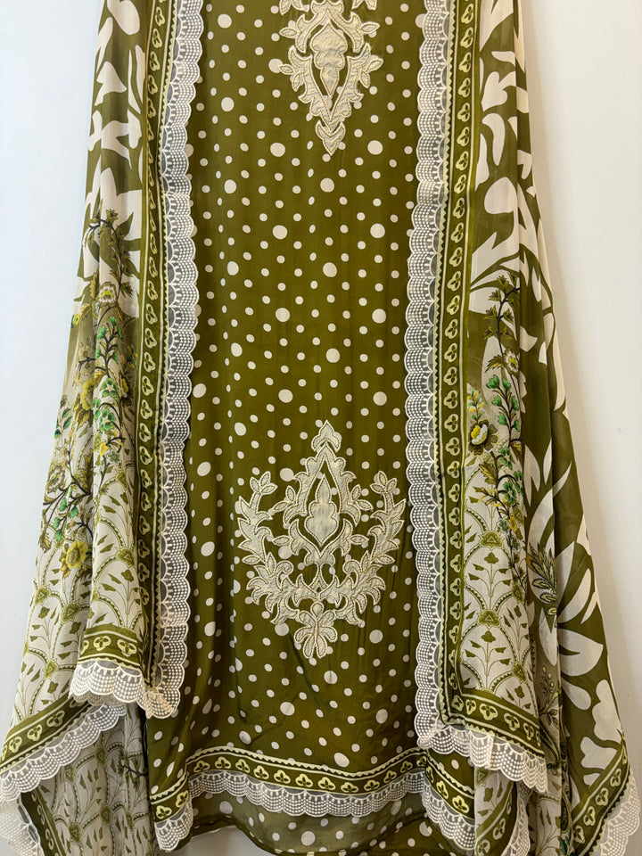 Maiza – Polka Dot Crepe Suit with Printed Dupatta