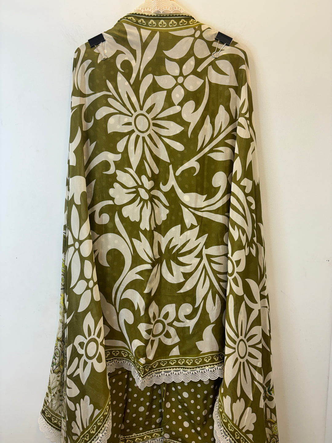 Maiza – Polka Dot Crepe Suit with Printed Dupatta