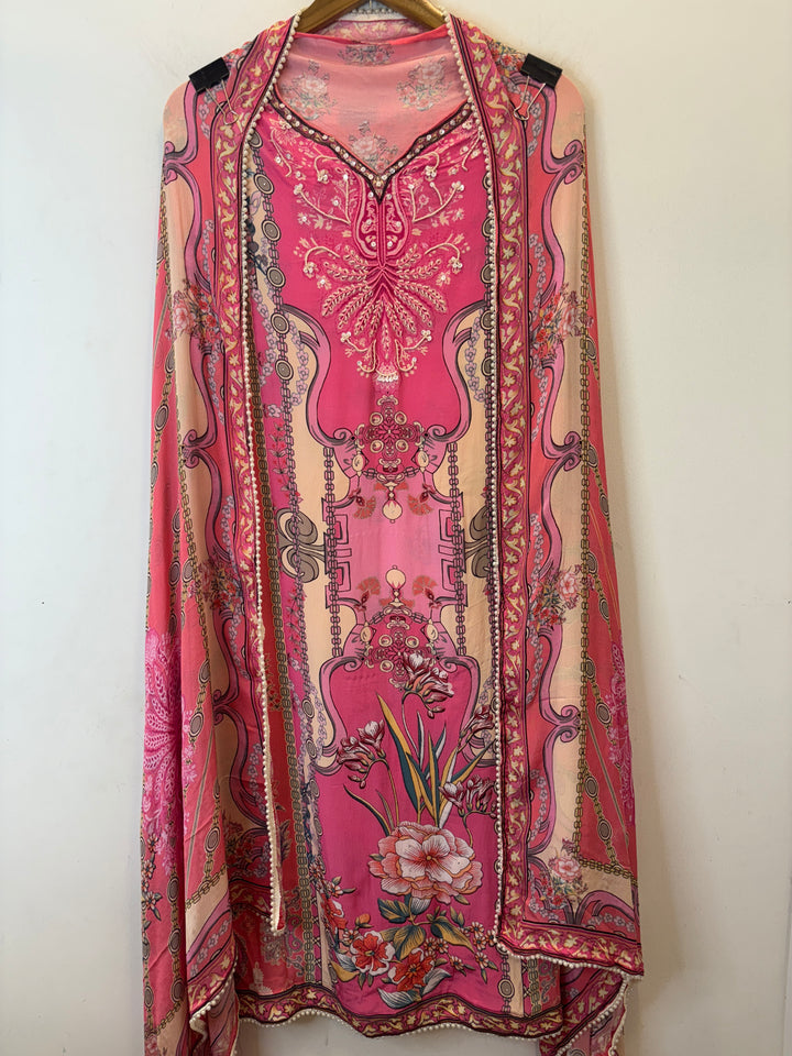 Zehra – Printed Crepe Suit with Handwork Highlights