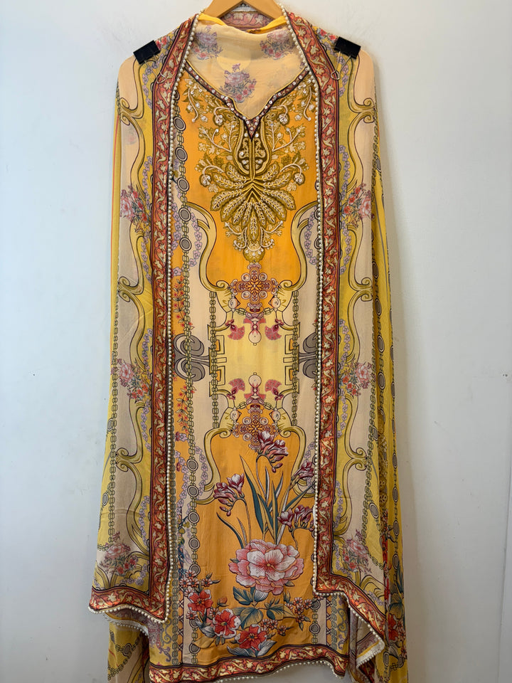 Zehra – Printed Crepe Suit with Handwork Highlights