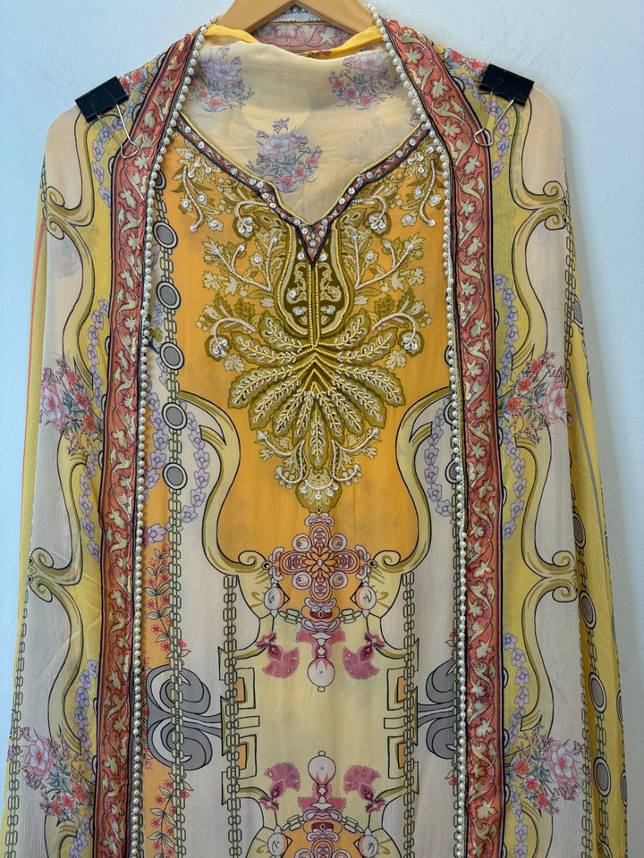 Zehra – Printed Crepe Suit with Handwork Highlights