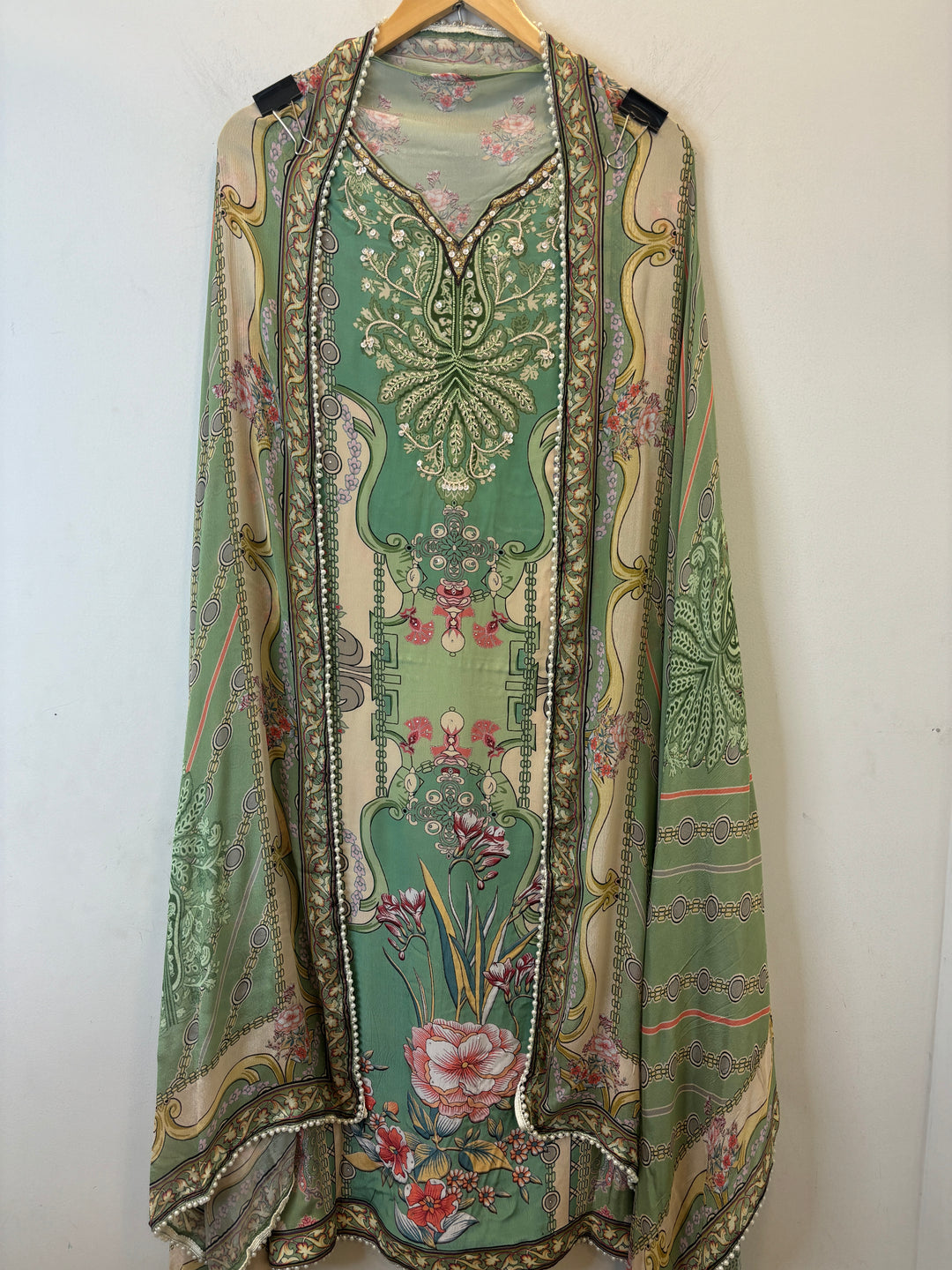 Zehra – Printed Crepe Suit with Handwork Highlights