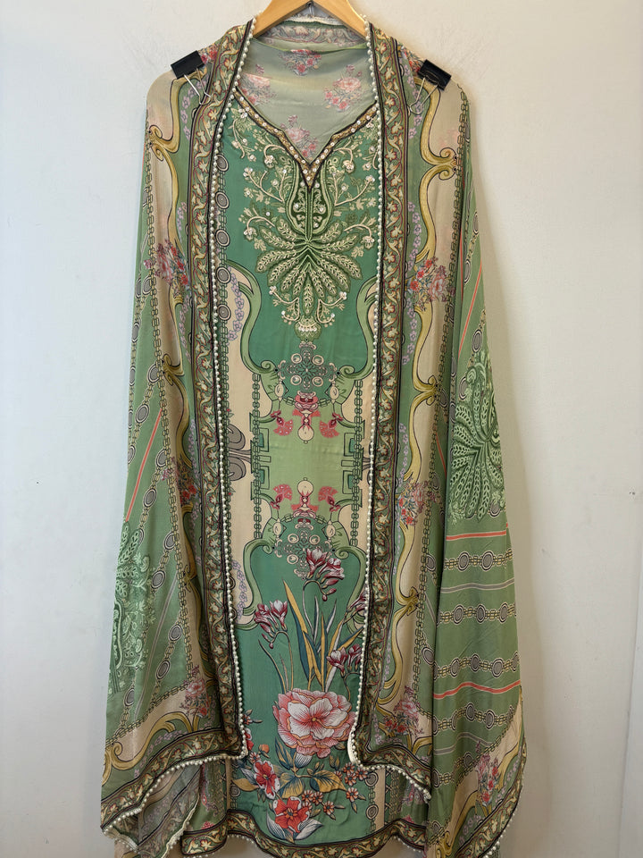 Zehra – Printed Crepe Suit with Handwork Highlights