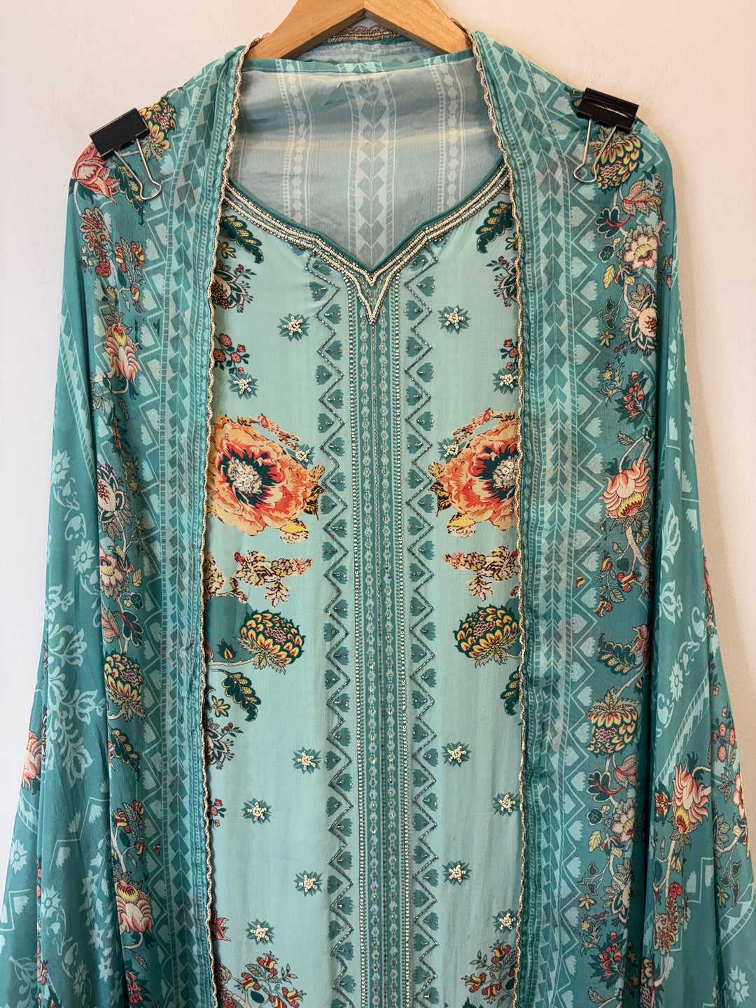 Liyana – Printed Crepe Suit with Handwork
