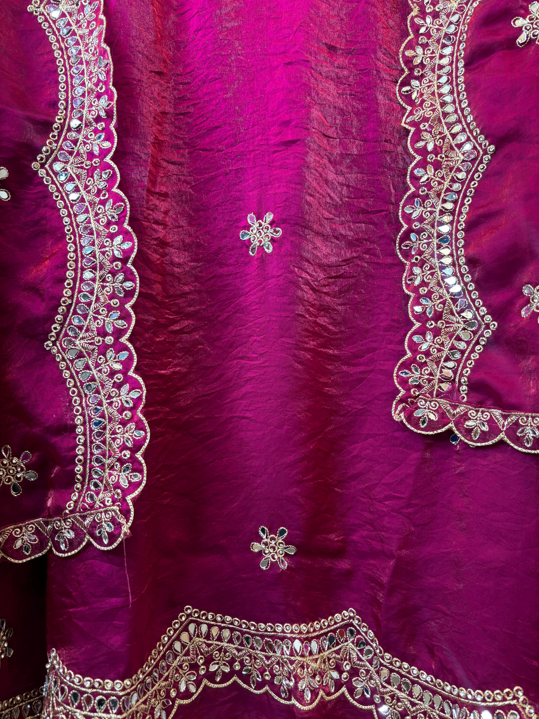 Glass Organza Mirror &amp; Stone Work Ensemble DBPZZ03