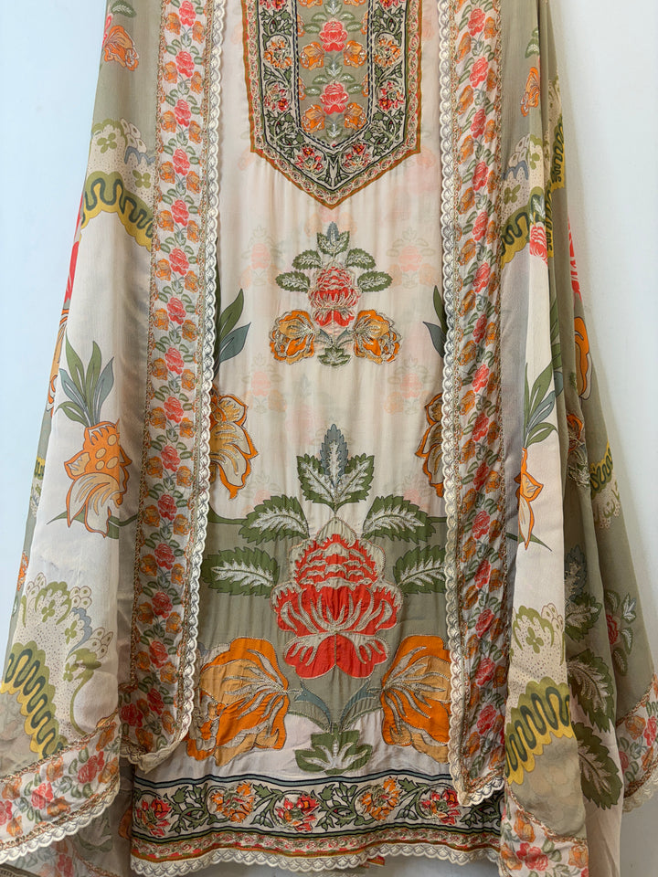 Samira – Printed Crepe Suit with Aari Work