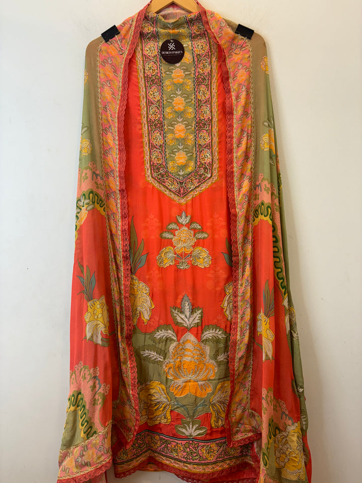 Samira – Printed Crepe Suit with Aari Work