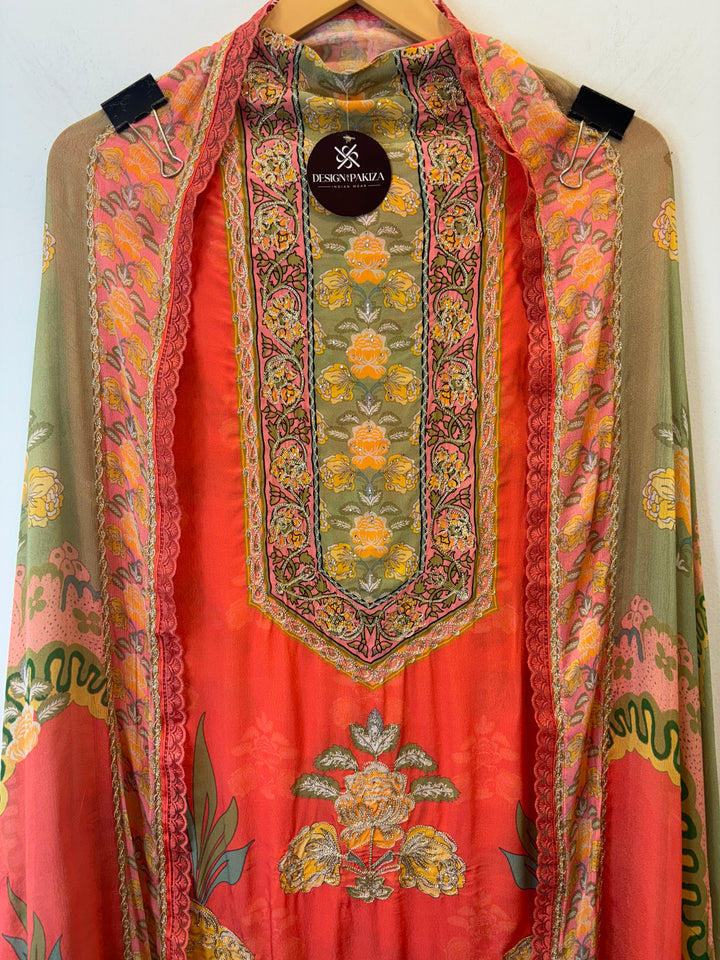 Samira – Printed Crepe Suit with Aari Work