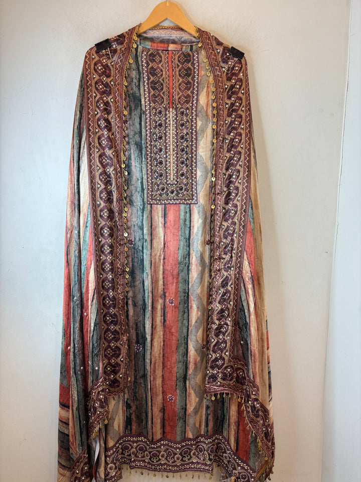 Zivah – Gaji Silk Printed Cutdana &amp; Sequin Ensemble